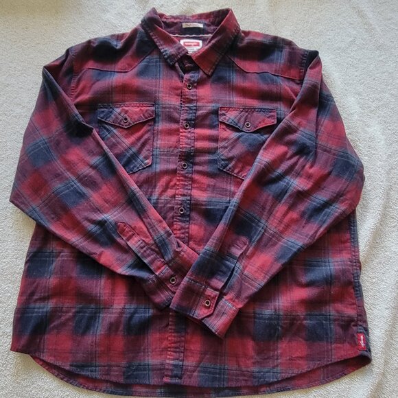 Wrangler XXXL Flannel Shirt metal buttons red/orange/black/gray - Picture 1 of 6